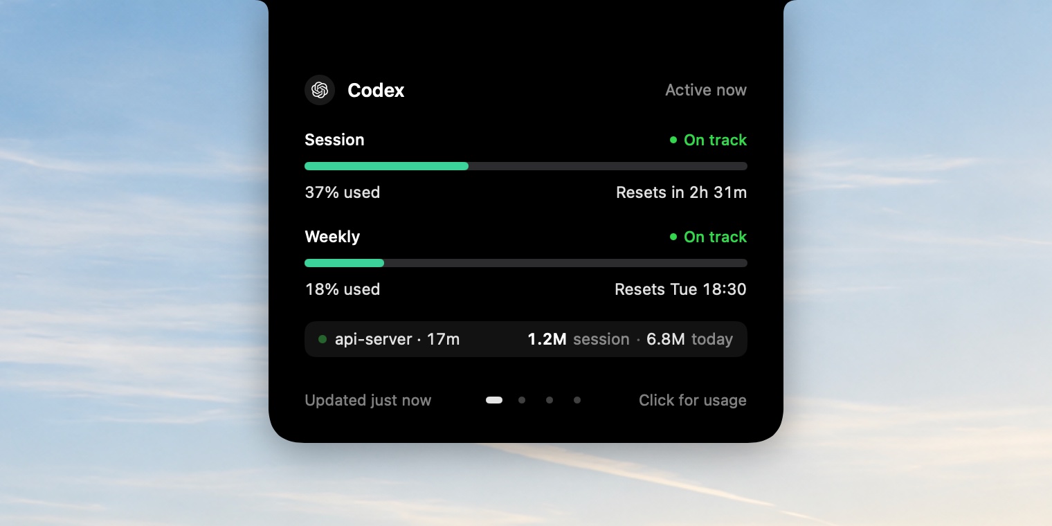 Codex usage in the notch